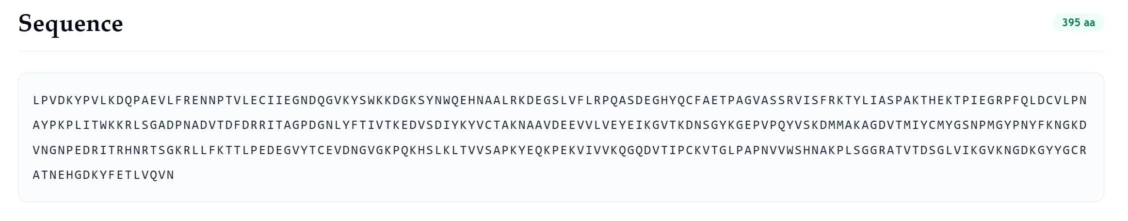Protein amino acid sequence detail strip
